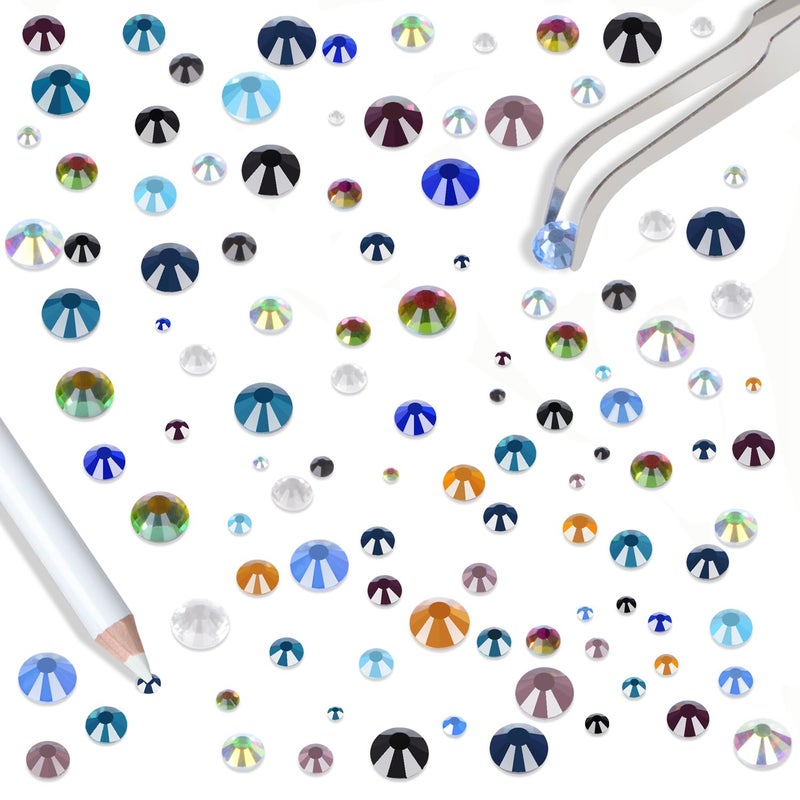 LPBeads 6400 Pieces 12 Colors Hotfix Rhinestones Flat Back 5 Mixed Sizes Crystal Round Glass Gems with Tweezers and Picking Rhinestones Pen - Image 5